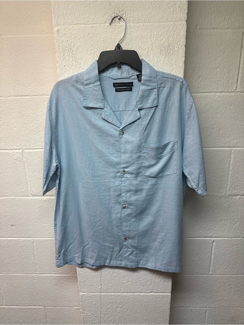 Saks Fifth Avenue Light Blue Short-Sleeve Button Down Shirt